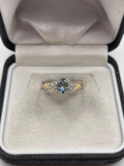 9ct gold topaz and diamond ring