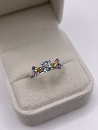 9ct white gold multi gemstone ring