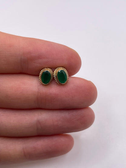 9ct gold emerald earrings