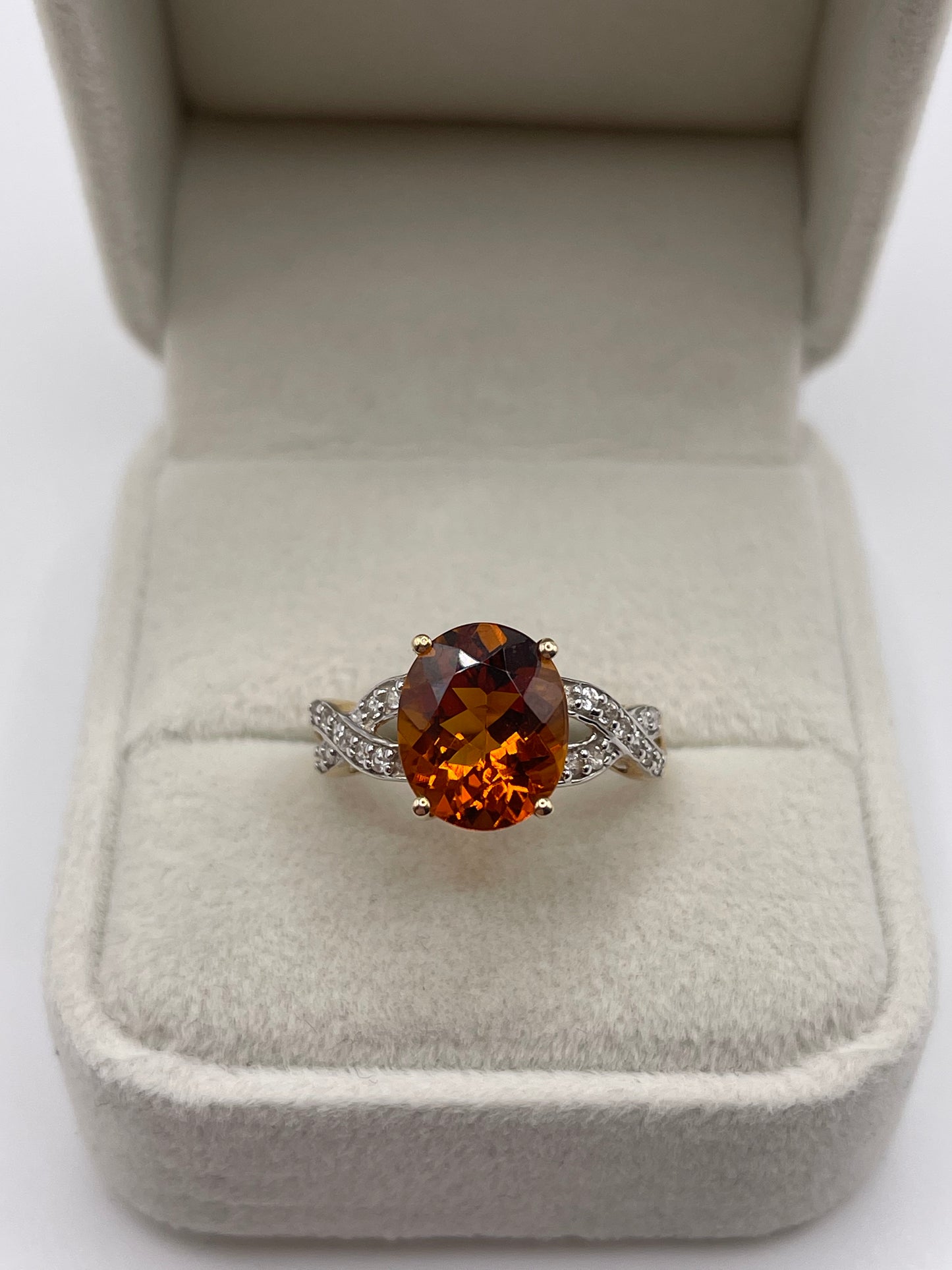 9ct gold citrine and zircon ring