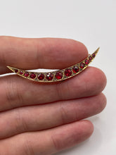Load image into Gallery viewer, 9ct gold paste and diamond crescent brooch
