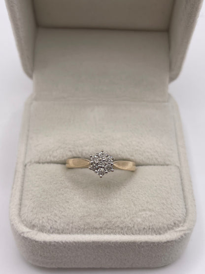 9ct gold diamond cluster ring