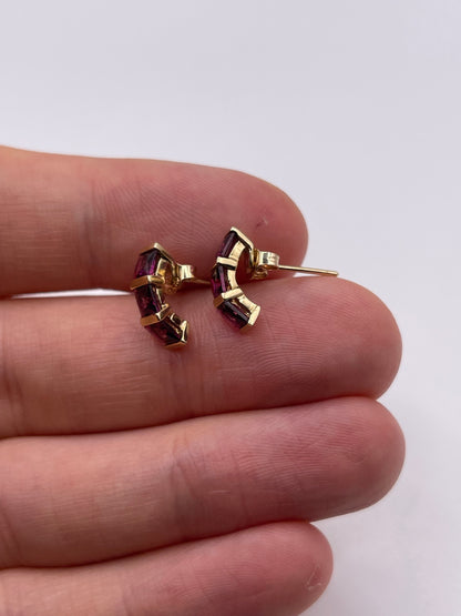 9ct gold almandine garnet earrings