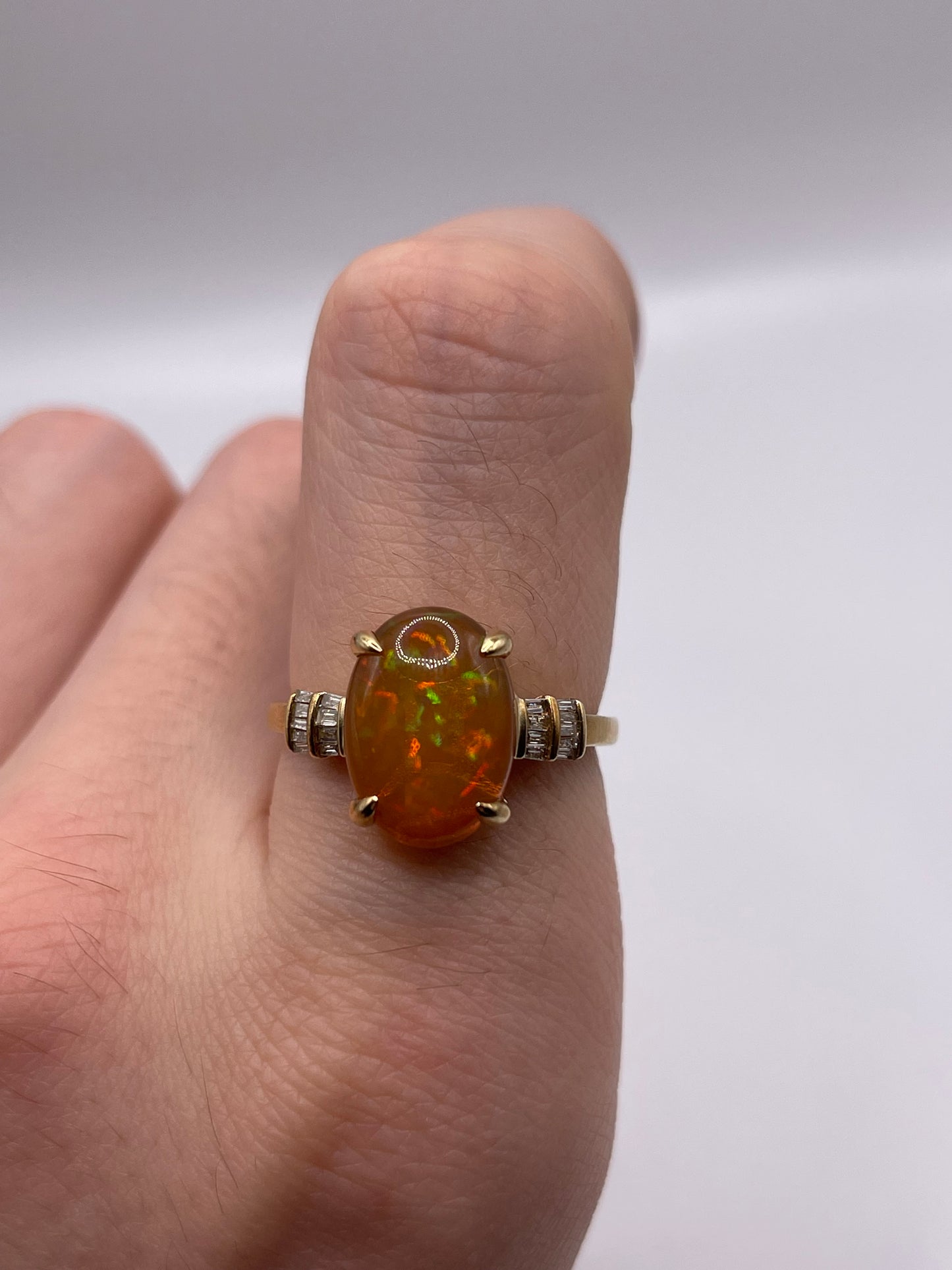 9ct gold opal and diamond ring
