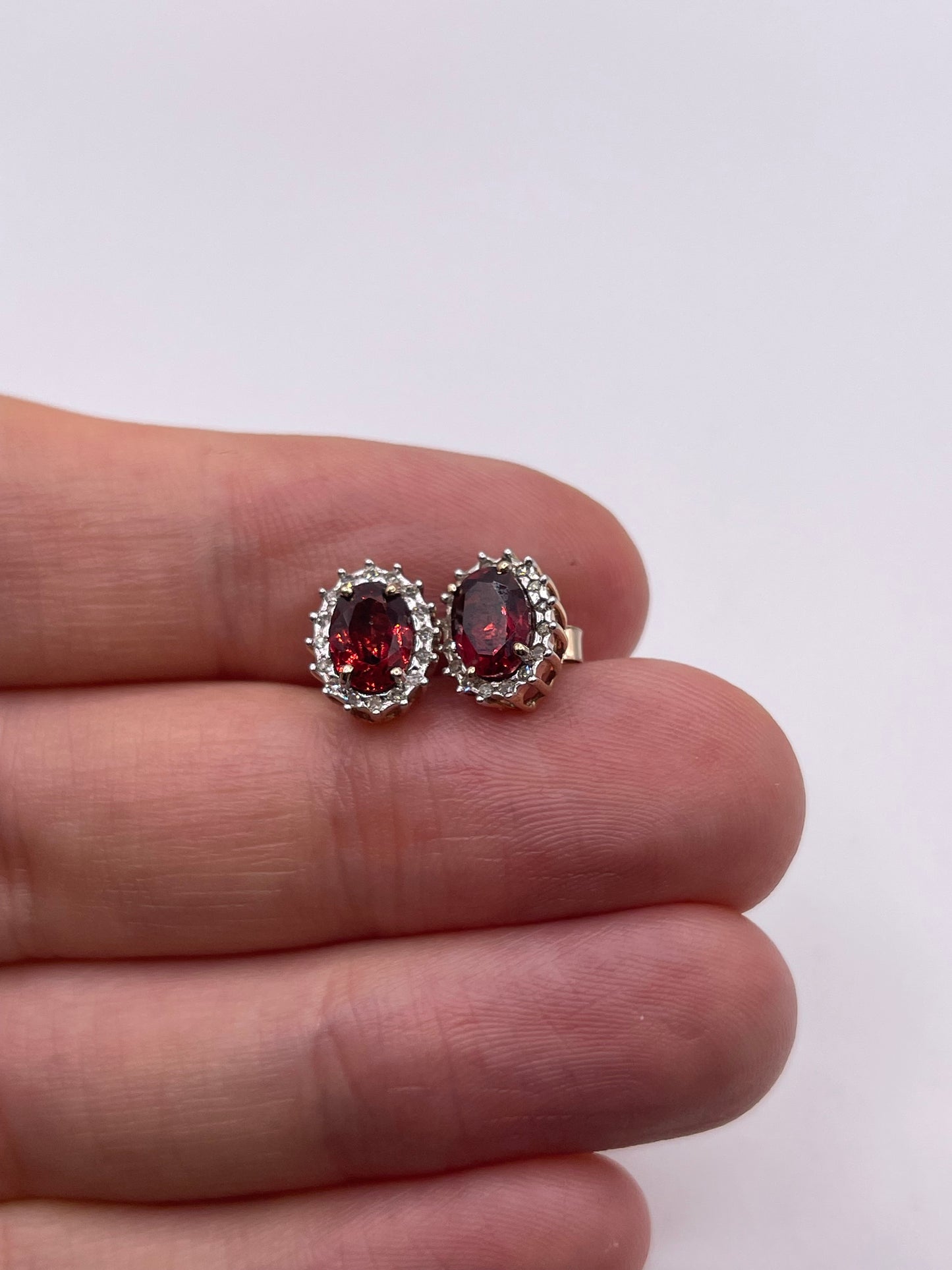 9ct gold garnet and diamond earrings