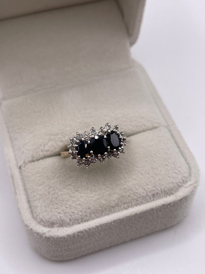 9ct gold sapphire and diamond ring