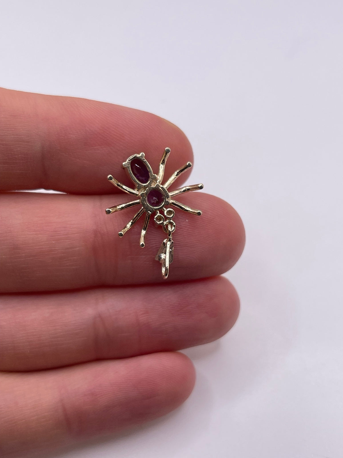 9ct gold amethyst and diamond spider pendant