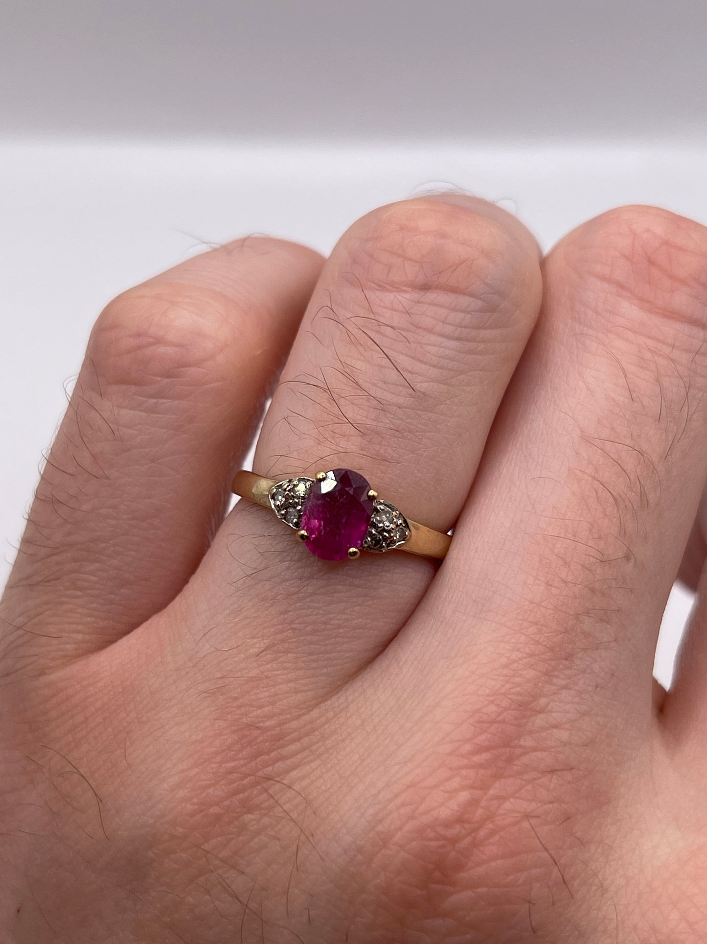9ct gold ruby and diamond ring