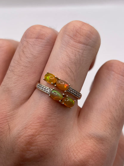 9ct gold opal and zircon ring