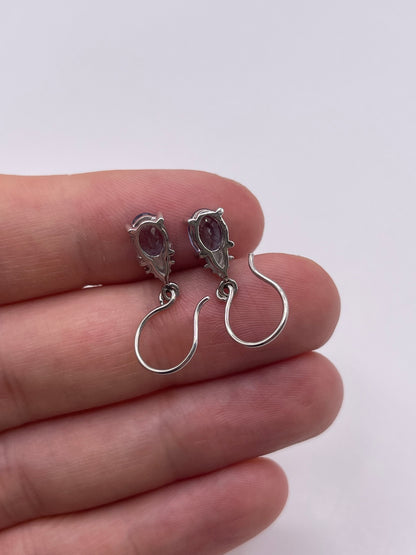 9ct white gold tanzanite and zircon earrings