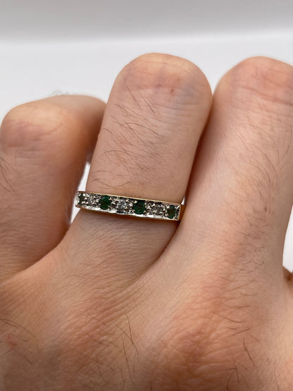 9ct gold emerald and diamond ring