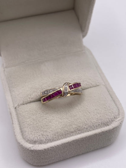 9ct gold ruby and diamond ring
