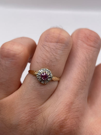 9ct gold ruby and diamond ring