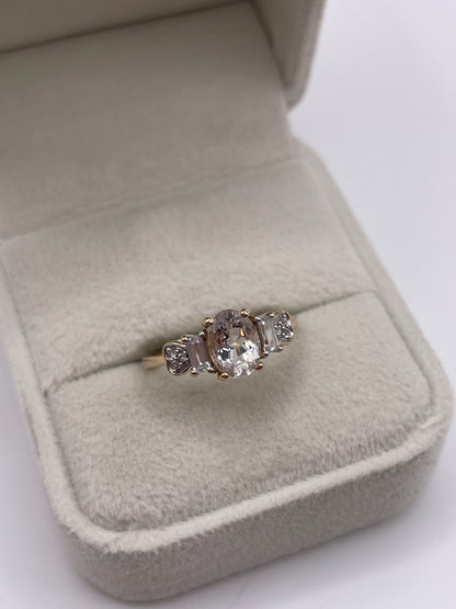 9ct gold pale morganite and zircon ring