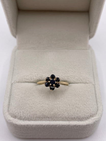 9ct gold sapphire cluster ring