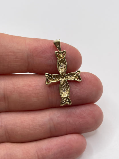9ct gold diamond cross pendant
