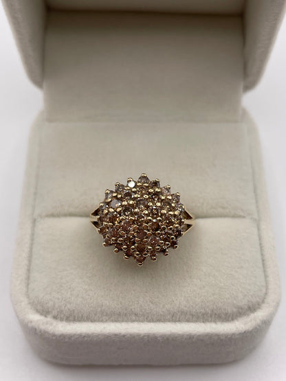 9ct gold cognac diamond cluster ring