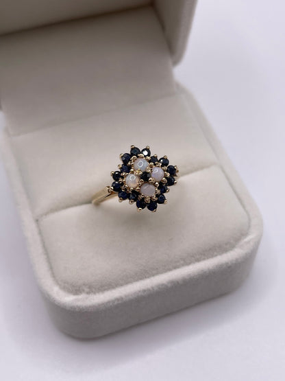 9ct gold opal and sapphire ring