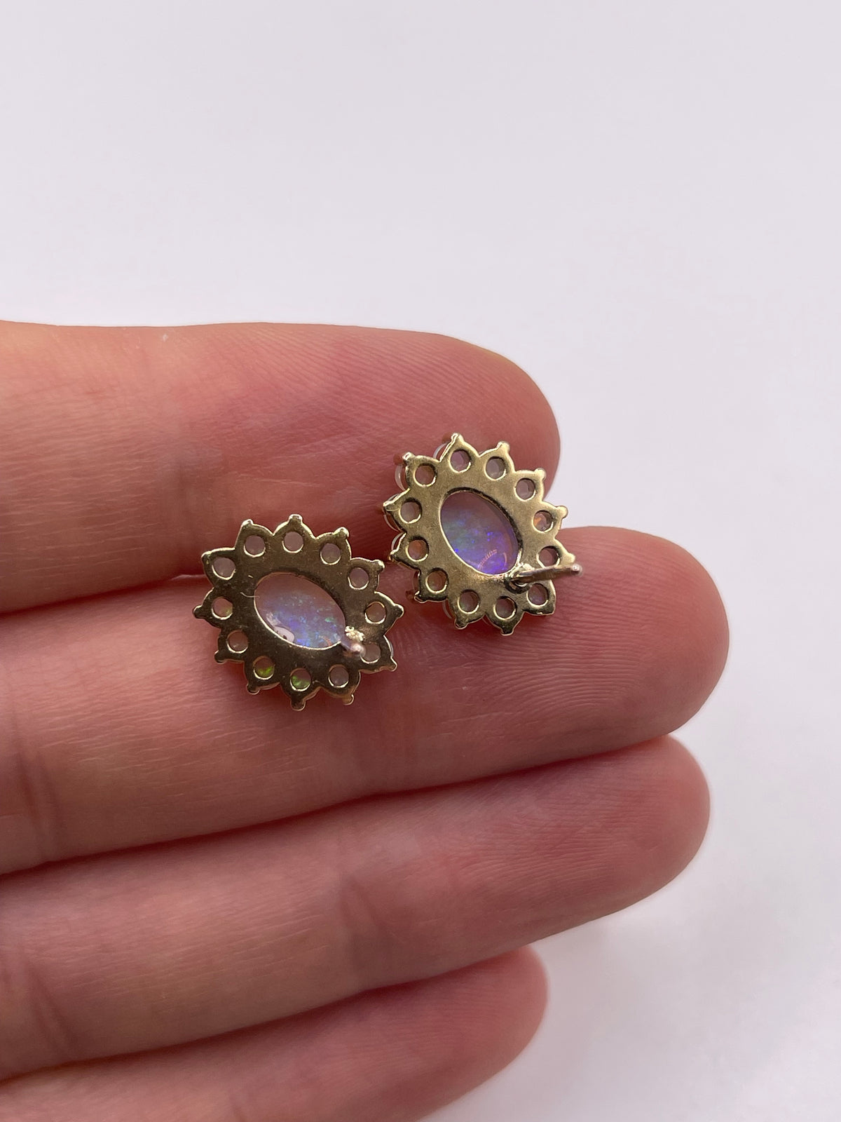 9ct gold opal cluster earrings