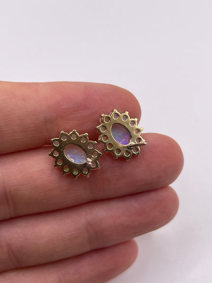 9ct gold opal cluster earrings