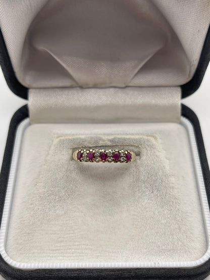 9ct gold ruby and diamond ring