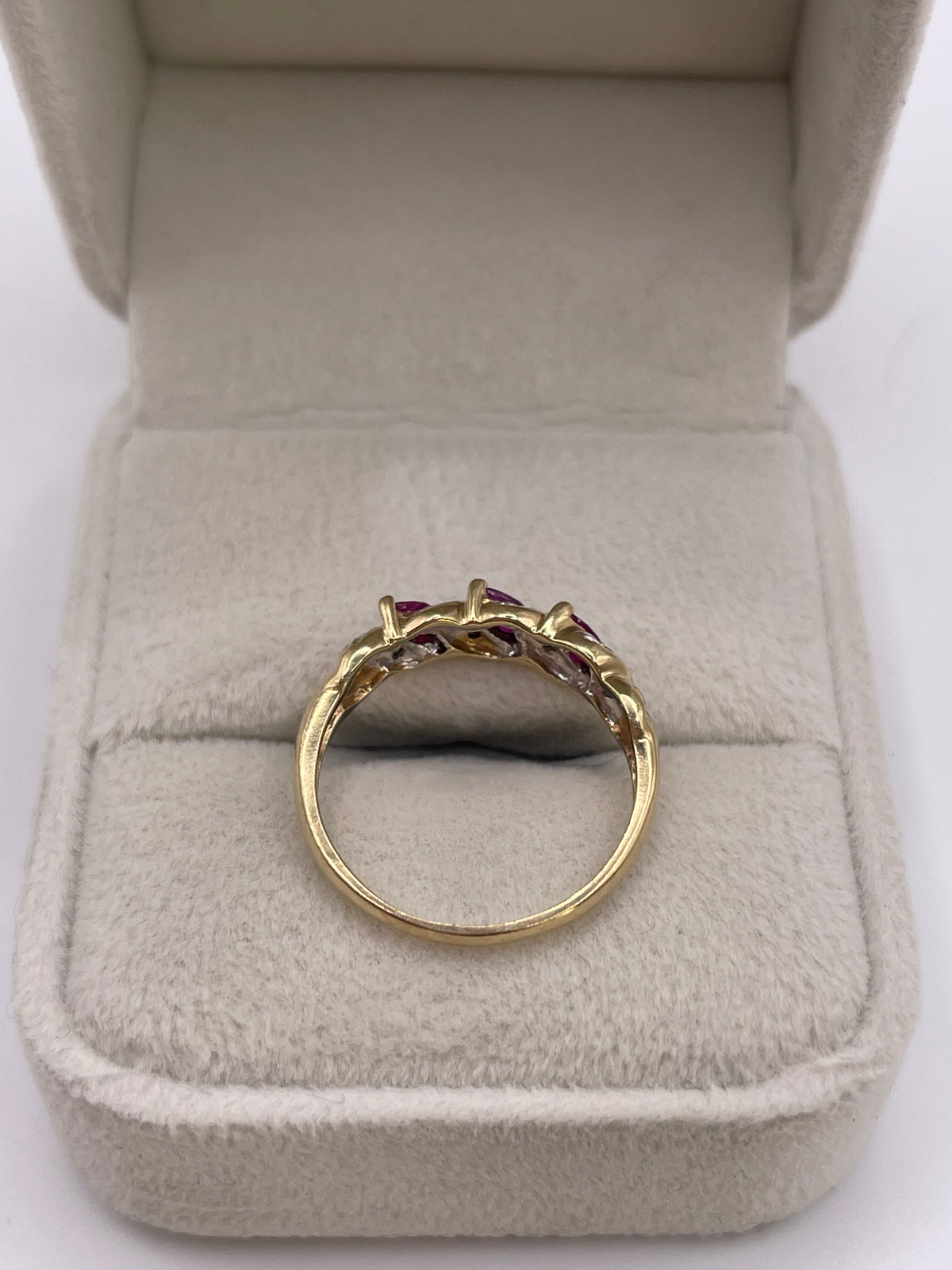 9ct gold ruby and diamond ring