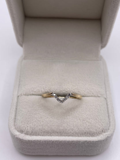9ct gold diamond wishbone ring