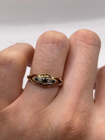 9ct gold sapphire and diamond ring