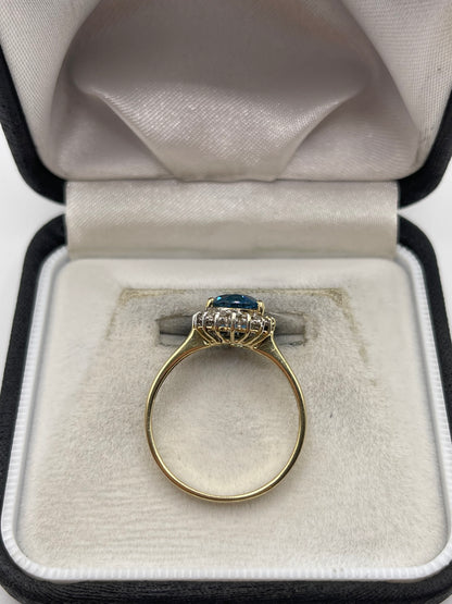 9ct gold topaz and diamond ring