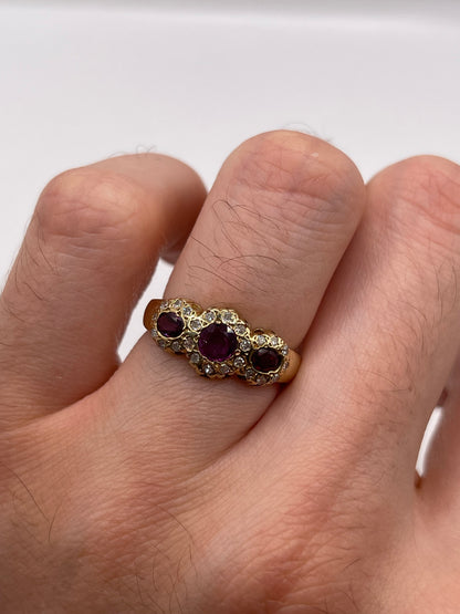 9ct gold ruby and diamond ring