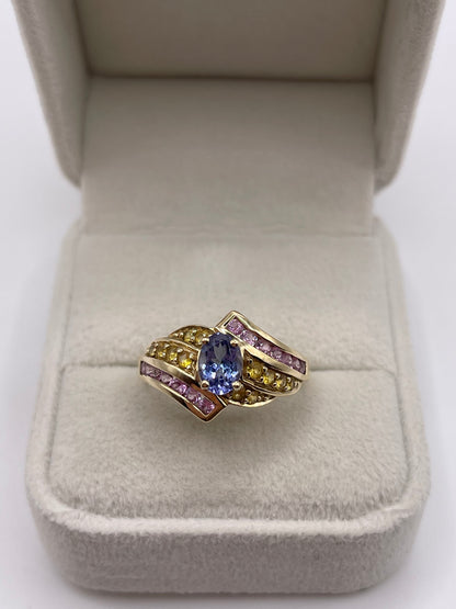 9ct gold sapphire cluster ring