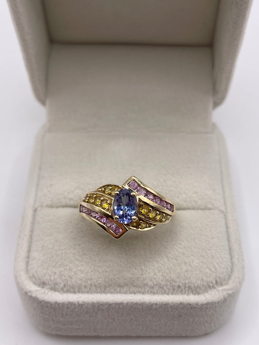 9ct gold sapphire cluster ring