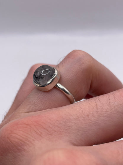 Silver rutile quartz ring