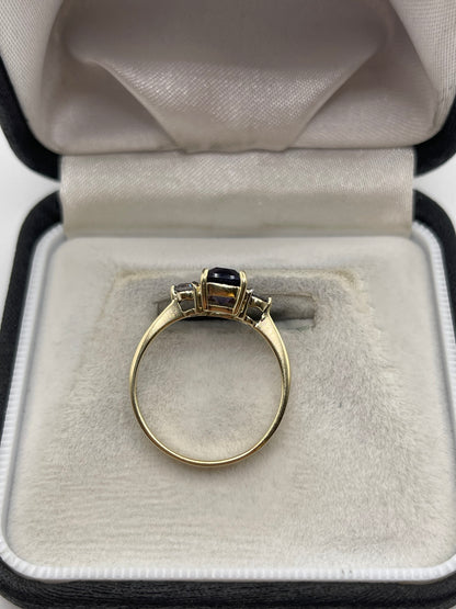 9ct gold iolite and tanzanite ring