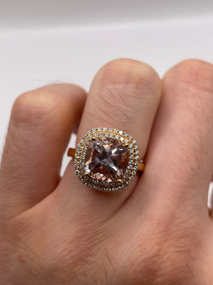18ct rose gold morganite and diamond ring