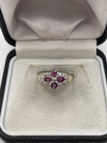 9ct gold ruby and cz ring