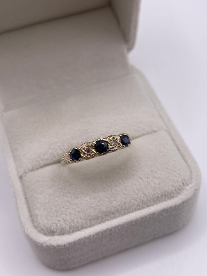 9ct gold sapphire and diamond ring