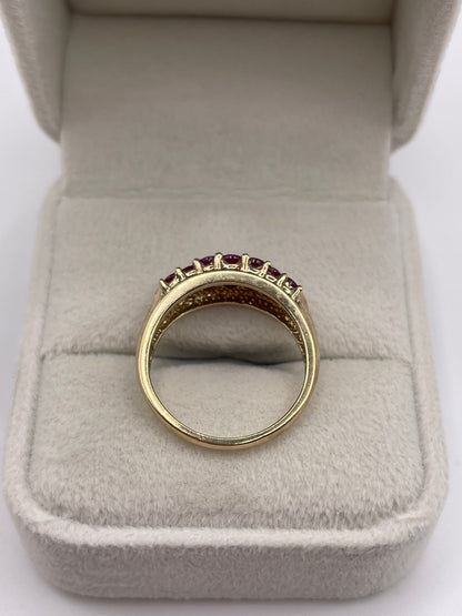 9ct gold ruby and diamond cluster ring