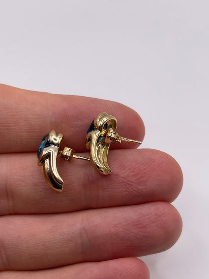 9ct two tone gold topaz earrings