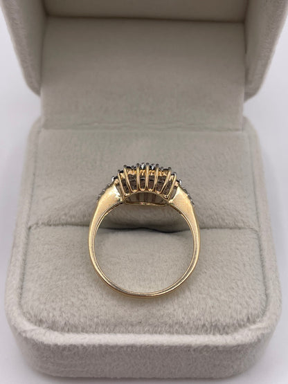 9ct gold 50 point diamond cluster ring