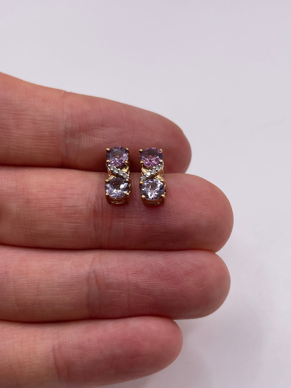 9ct gold quartz and diamond earrings