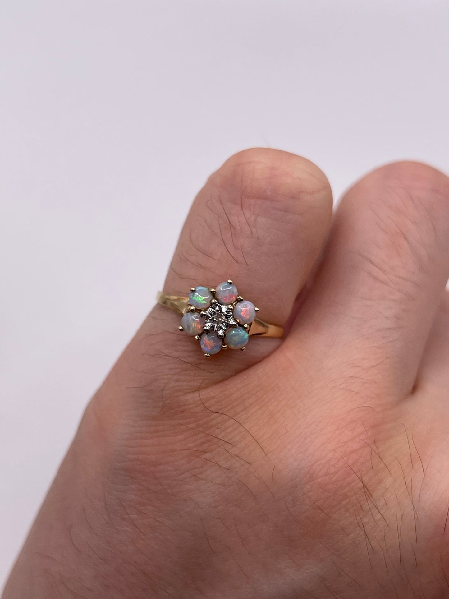 9ct gold opal and diamond ring