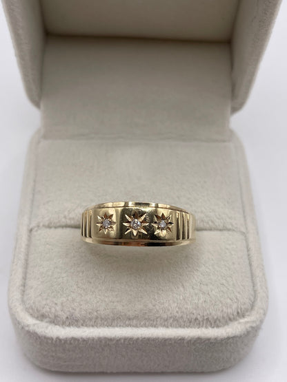 9ct gold diamond gypsy ring