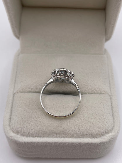 9ct white gold aquamarine and diamond ring