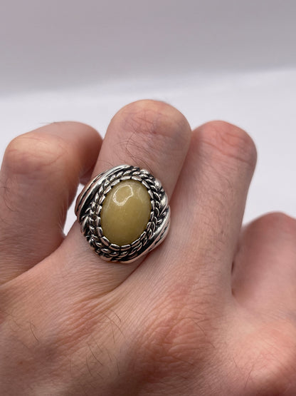 Silver amber ring