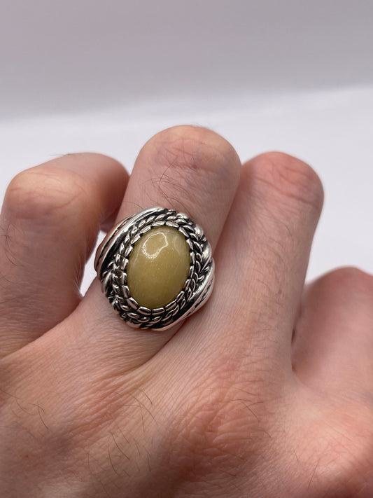 Silver amber ring