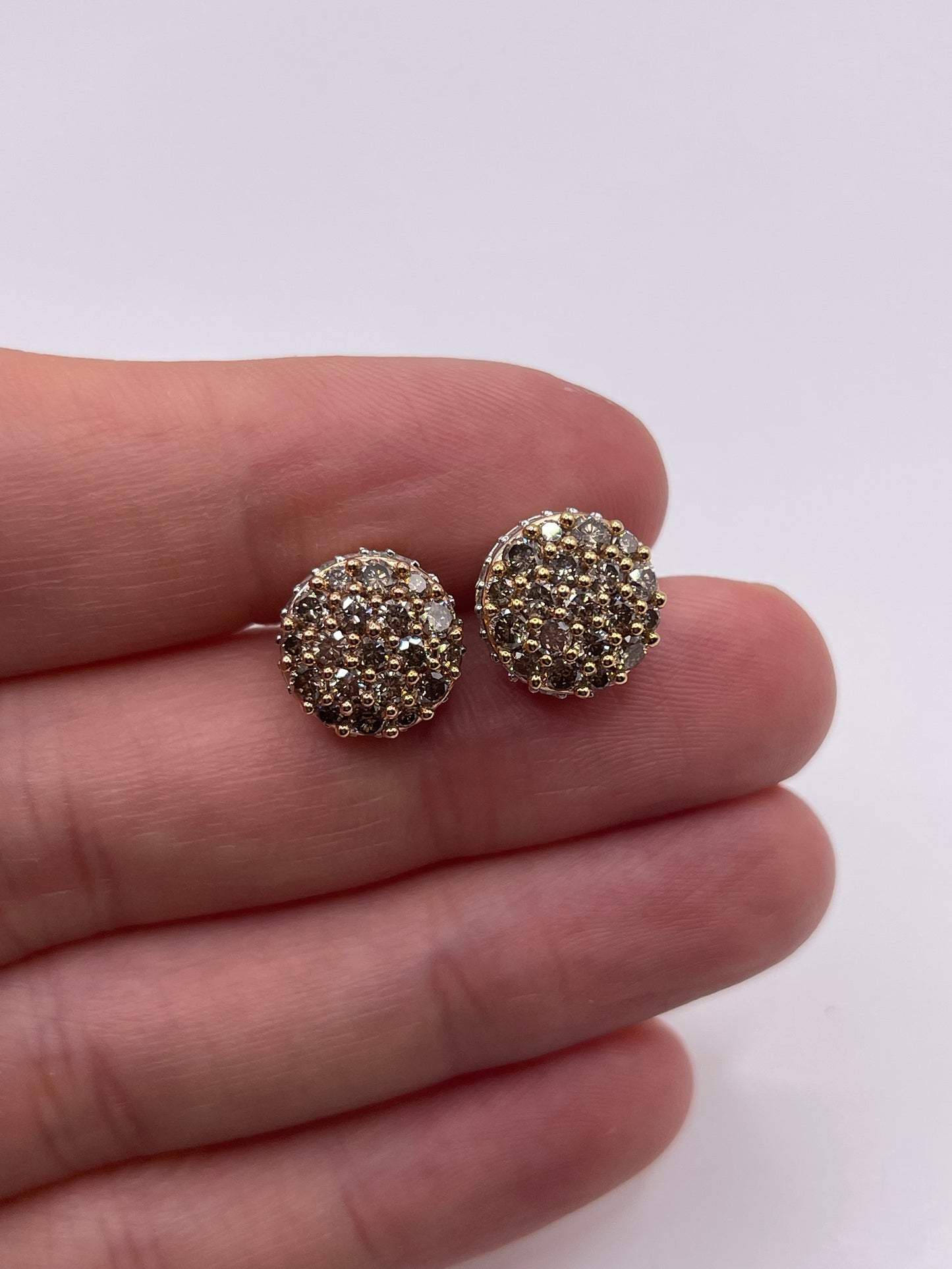 9ct gold diamond cluster earrings
