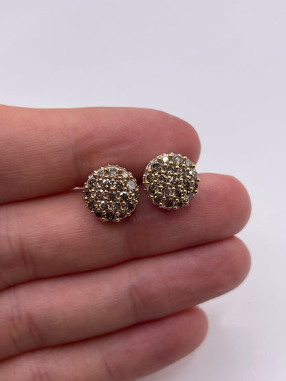 9ct gold diamond cluster earrings