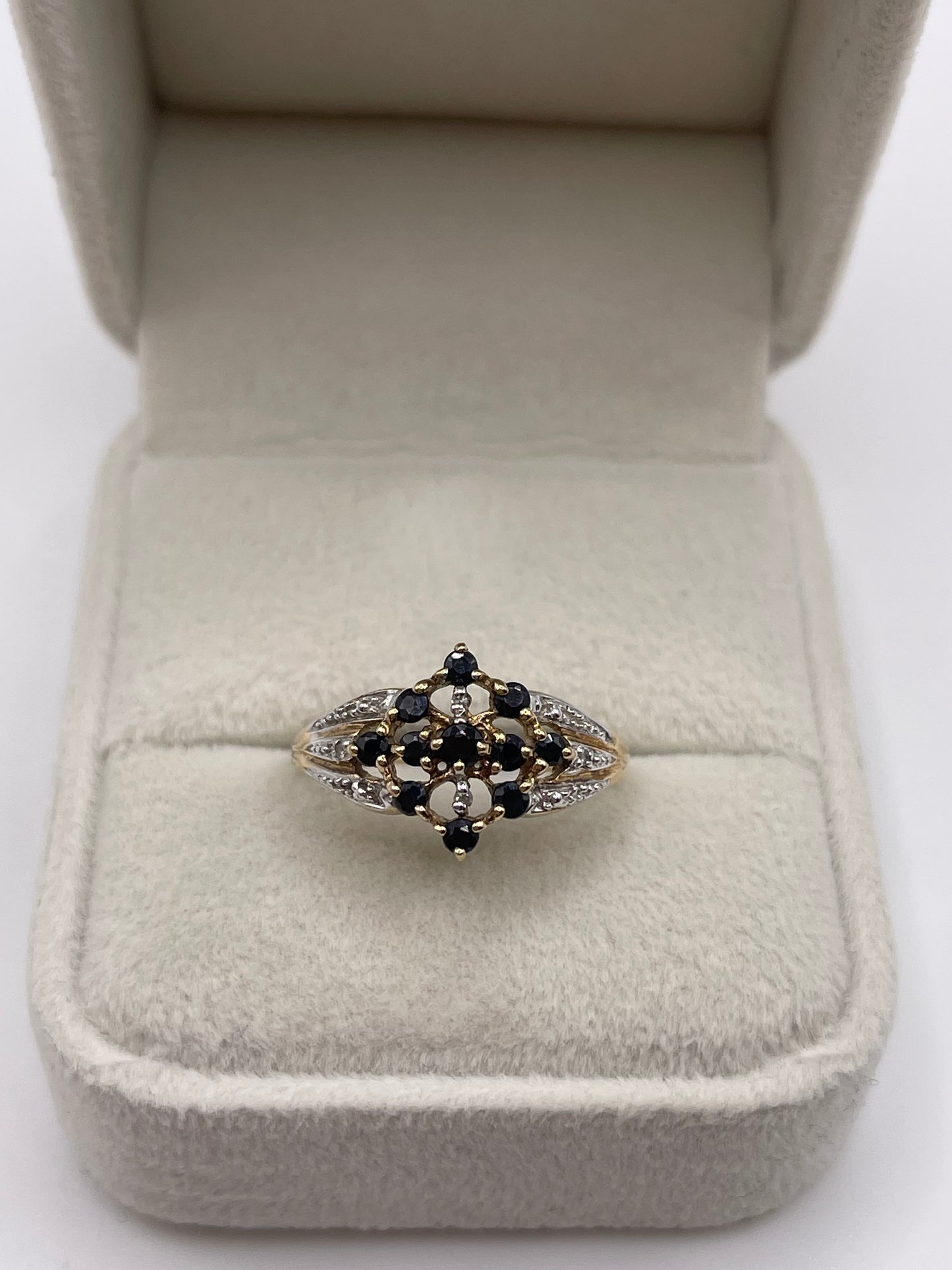 9ct gold sapphire and diamond ring