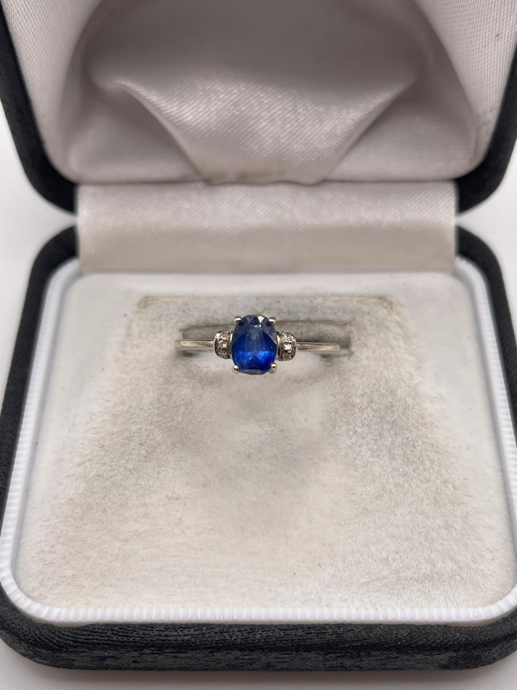 9ct white gold kyanite and diamond ring